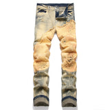 Yellow Spliced Ripped Jeans