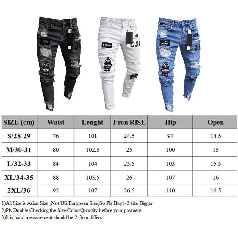 Men Chicken Cotton Stretchy Skinny Jeans