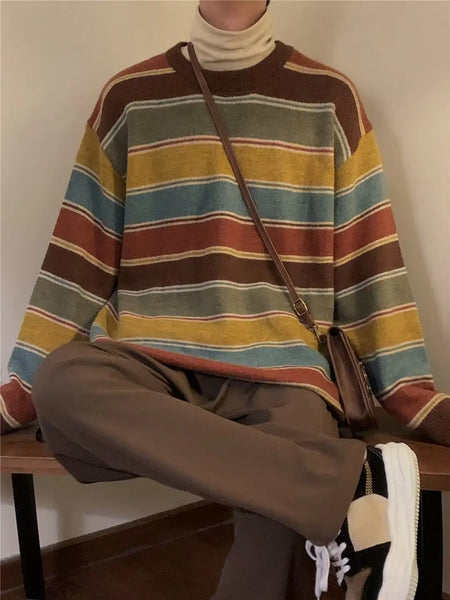 Stripe Round Neck Knitted Sweater