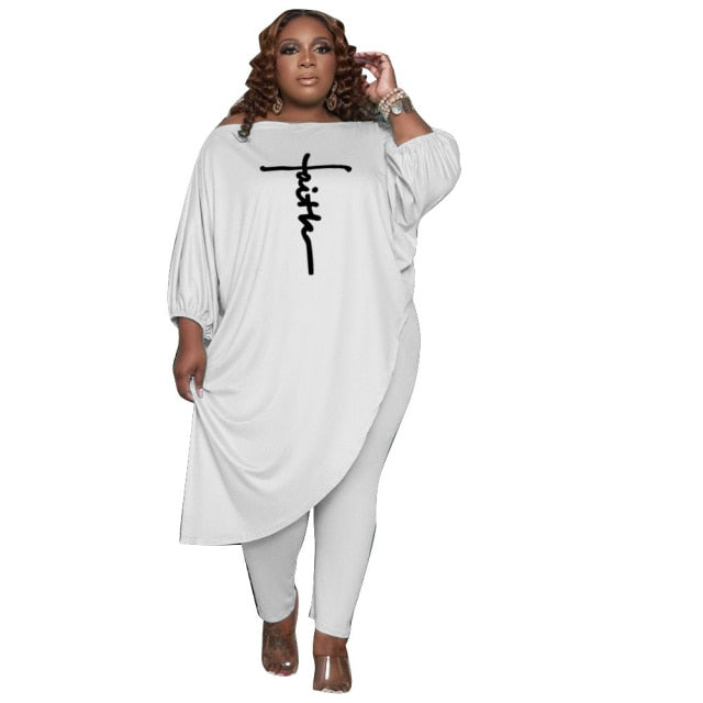 Elegant Plus Size Women Two Piece Sets